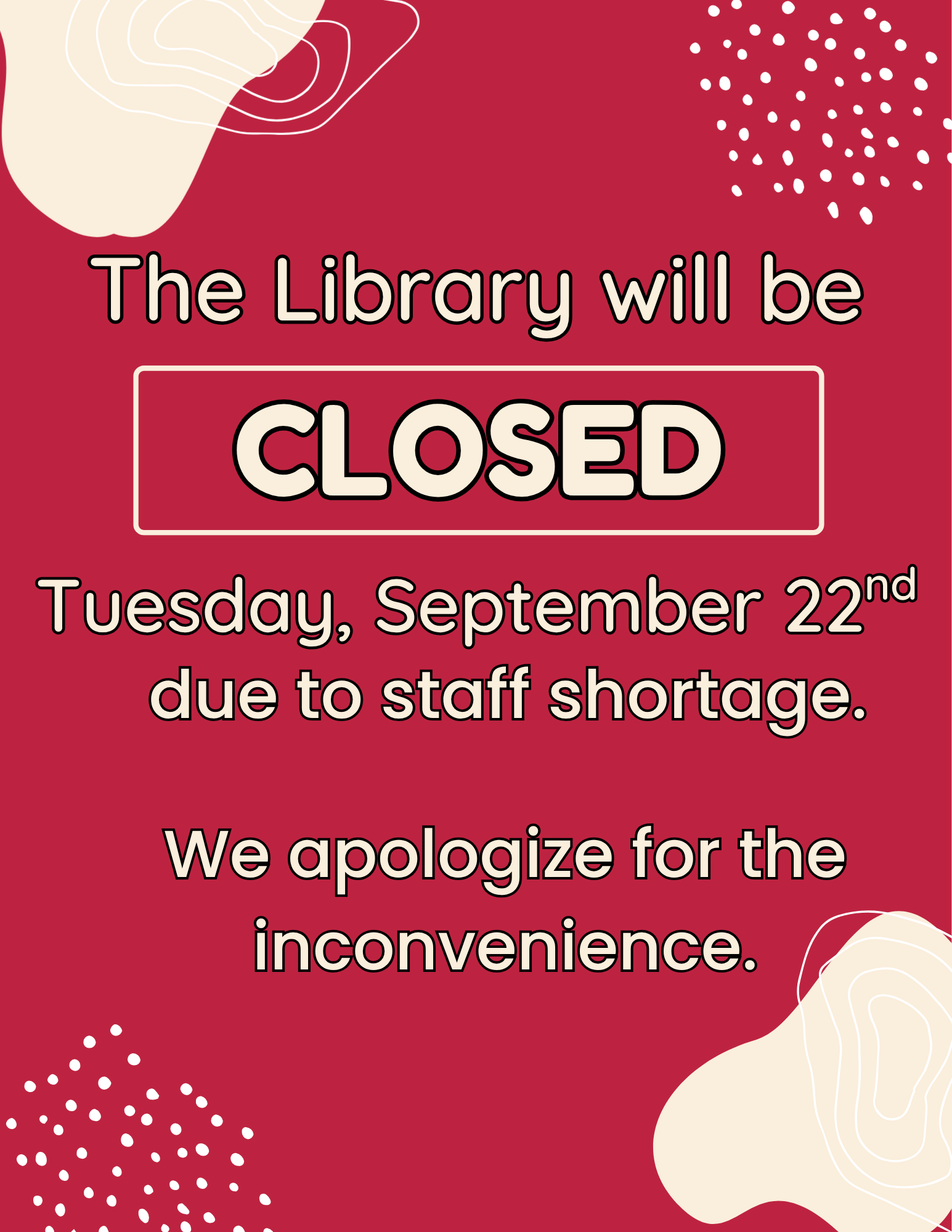 Pink Minimalist We Are Closed Notification Flyer.png